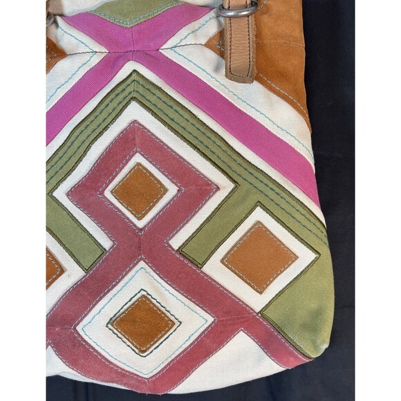 FOSSIL JESSE IVORY,OLIVE‎ GREEN,PINK FAB EMBELLISHED TOTE,SHOULDER HANDBAG,PURSE - Picture 7 of 15